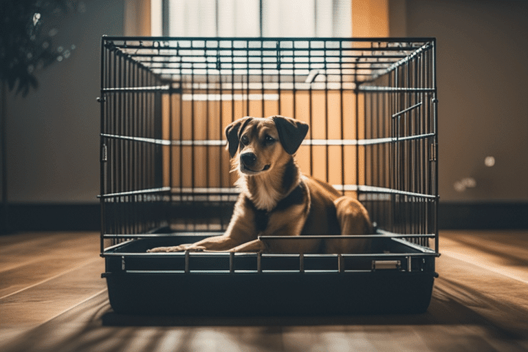 How to Crate Train a Rescue Dog 2 A dog in a crate or playpen