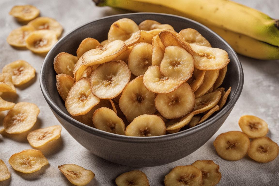Can dogs eat plantains? 4 a photo of a fried banana chips in a bowl on a table